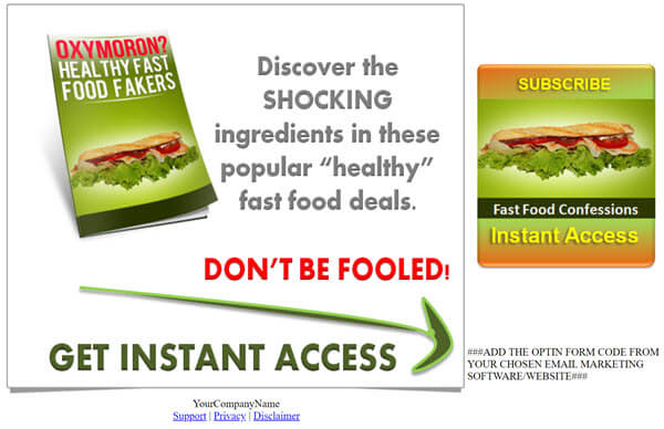 Nutrition PLR Report Squeeze Page