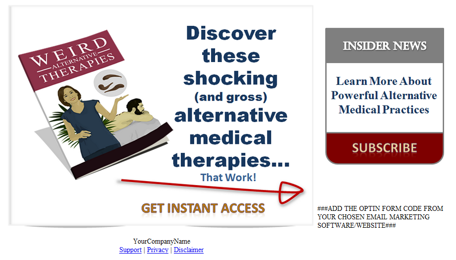 Weird Alternative Therapies PLR Report Squeeze Page