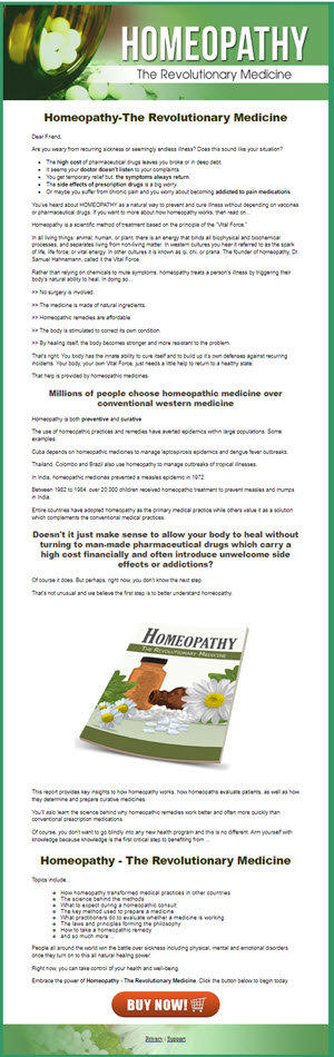 Homeopathy PLR Sales Page