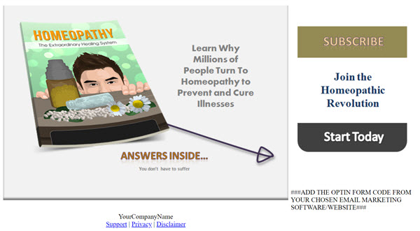 Homepathy PLR Report Squeeze Page