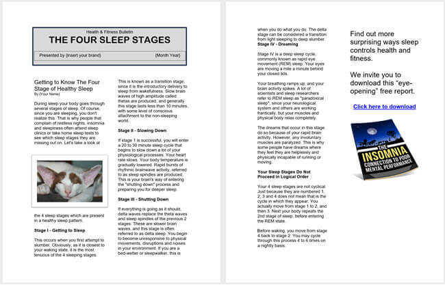 Four Sleep Stages PLR Bulletin