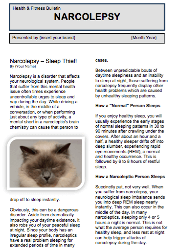 Narcolepsy PLR Newsletter