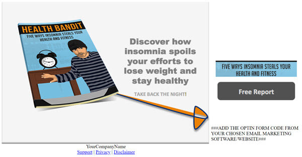 Sleep Health PLR Report Squeeze Page