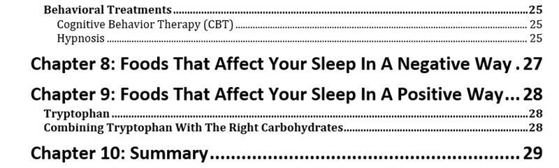 Sleep PLR eBook Table of Contents