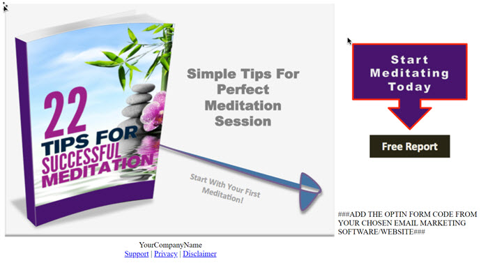 Tips For Successful Meditation PLR Report squeeze Page