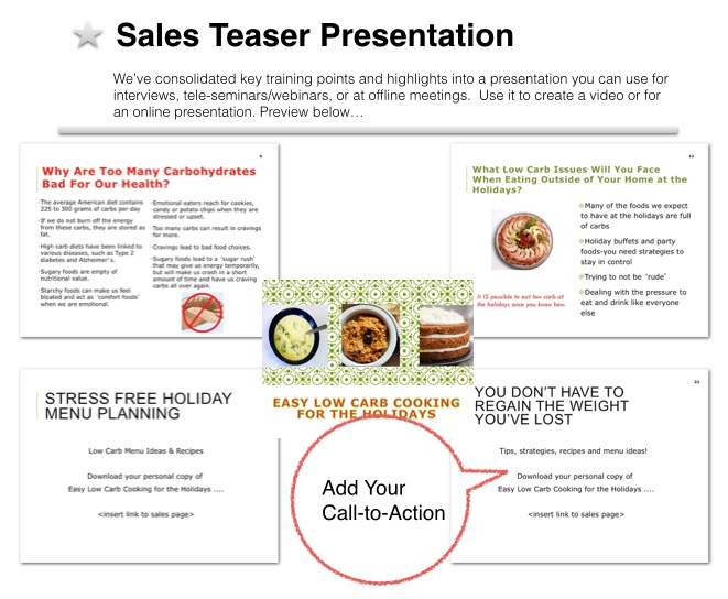 Low Carb Cooking PLR Presentation Details