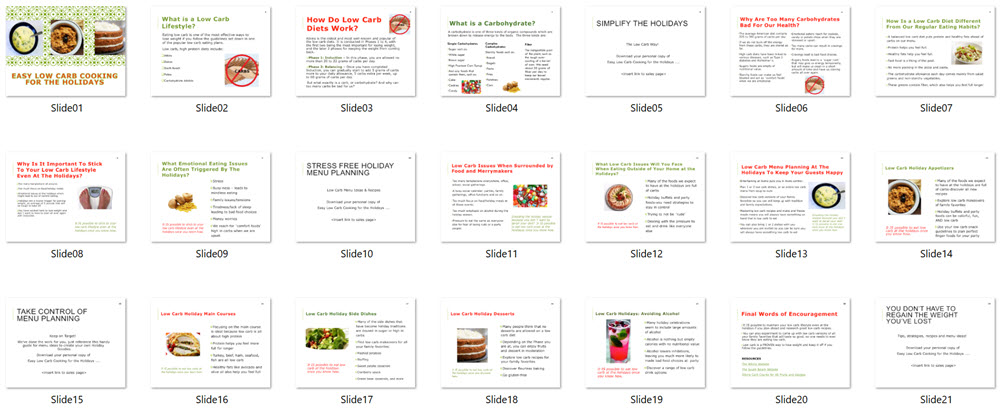 Low Carb Cooking PLR Presentation