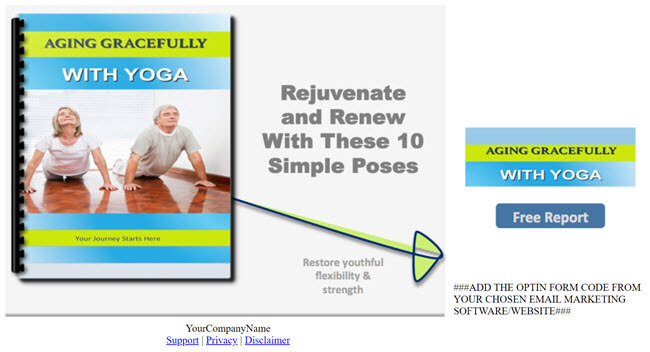 Aging Gracefully with Yoga PLR Report Squeeze Page