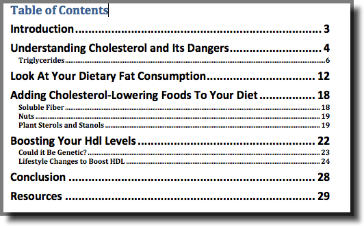 Lower Cholesterol Naturally PLR eBook Content