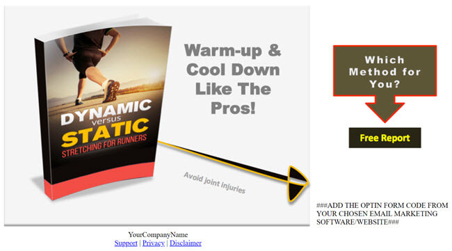 Dynamic vs Static Stretching for Runners PLR Report Squeeze Page