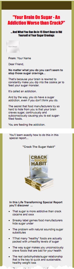 Sugar Addiction PLR eBook Sales Page