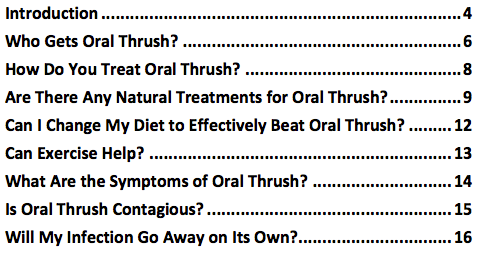 Oral Thrush PLR Report Contents