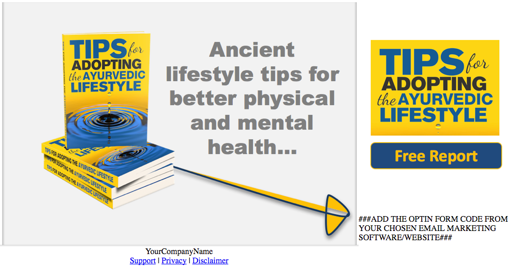 Ayurvedic Lifestyle PLR eBook Squeeze Page