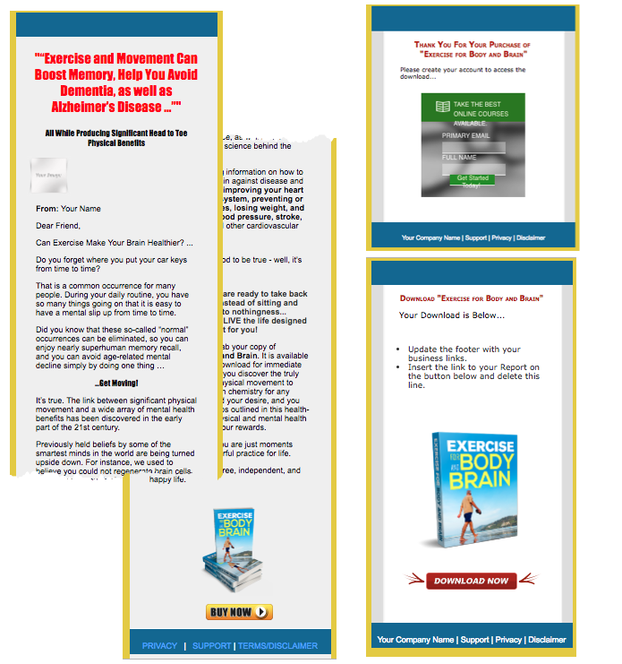 Exercise For Brain Health PLR eBook Sales Page