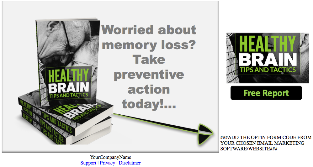 Brain Health PLR Squeeze Page