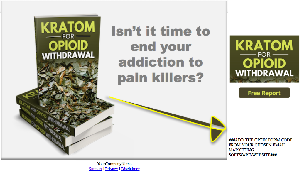 Kratom for Opiod Withdrawal PLR Report Squeeze Page