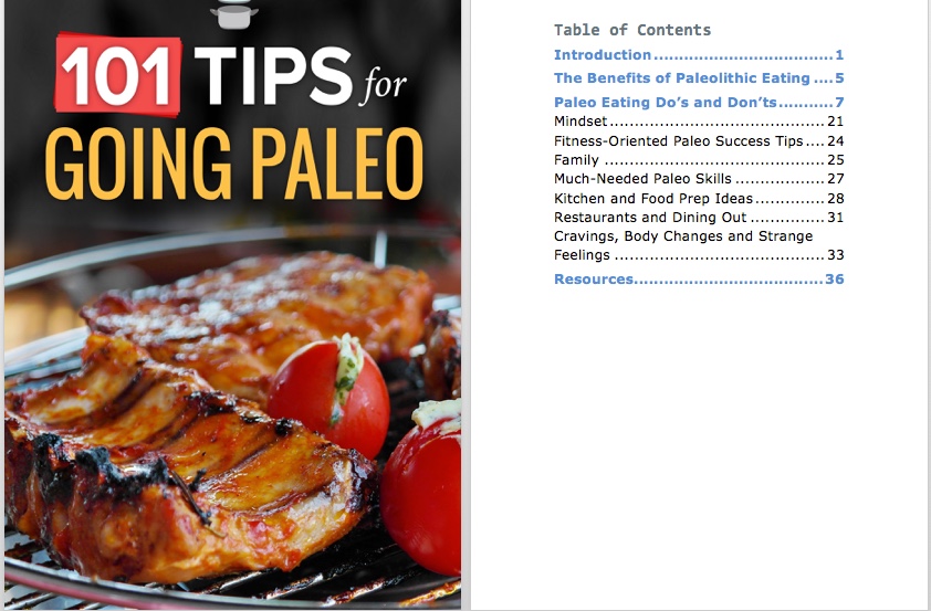 Paleo Diet Tips PLR eBook Table of Contents