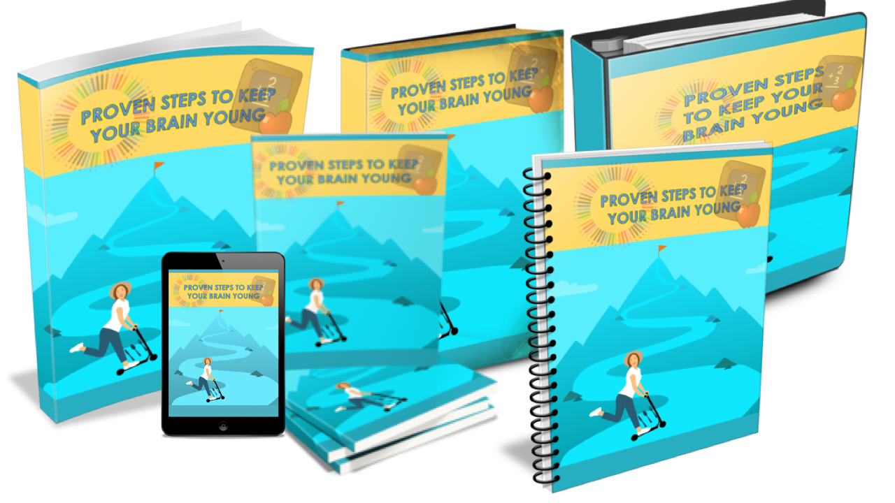 Steps To Keep Brain Young PLR eBook Cover Graphics