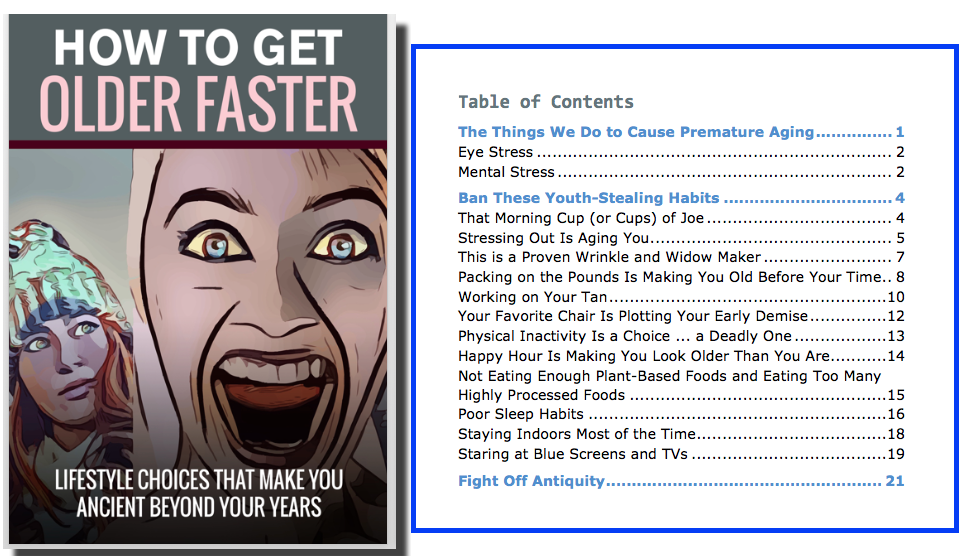 Get Older Faster - Reverse Aging PLR Report Contents