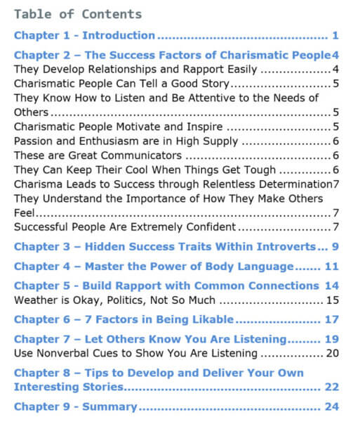 Introverts PLR eBook Contents