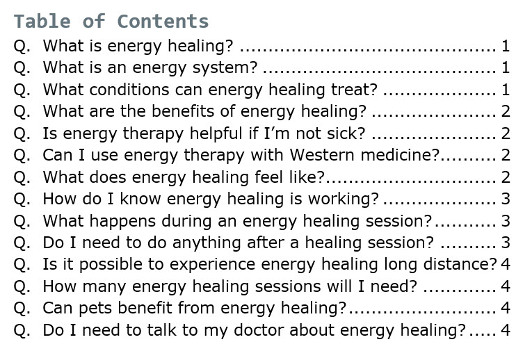 Energy Healing PLR FAQs Content