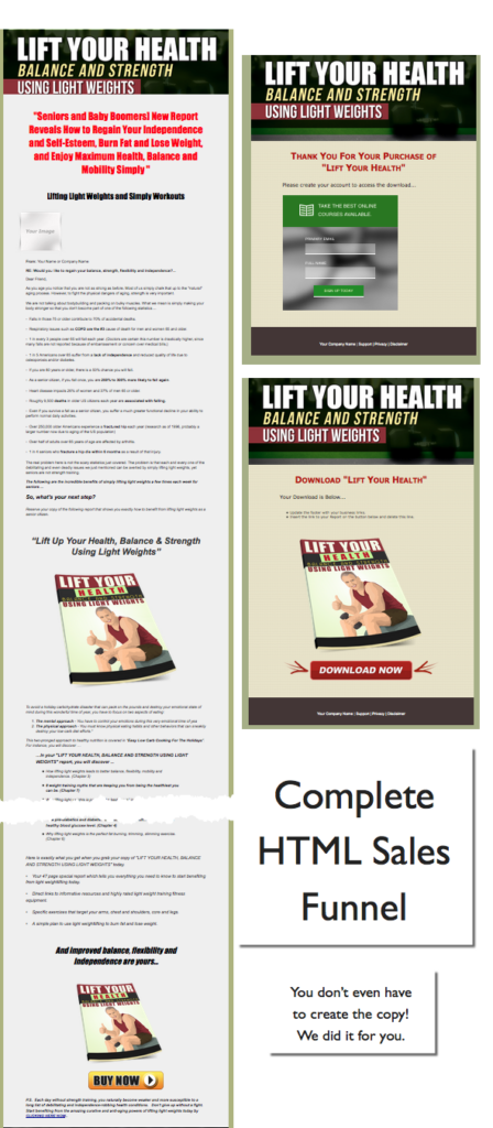 Light Weight Strength Training for Seniors PLR eBook Sales Page