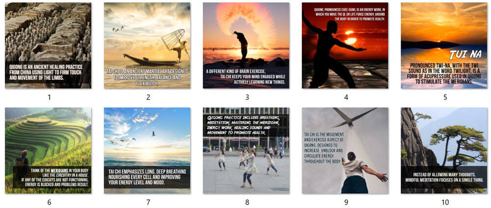 Qigong and Tai Chi PLR Social Posters