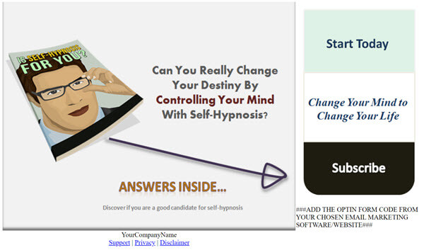 Self-Hypnosis PLR Report Squeeze Page